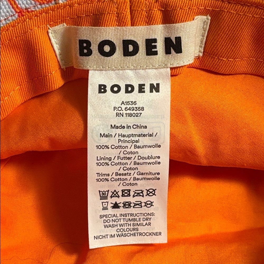 Boden Orange Floral Beach Hat - Picture 4 of 6